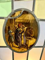 Antiek Glas-in-loodraam - Fire painted window - 2nd half