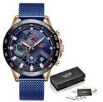 Quartz Horloge - Anoloog Luxe Uurwerk voor Heren - Roestvrij, Verzenden, Nieuw, Lige