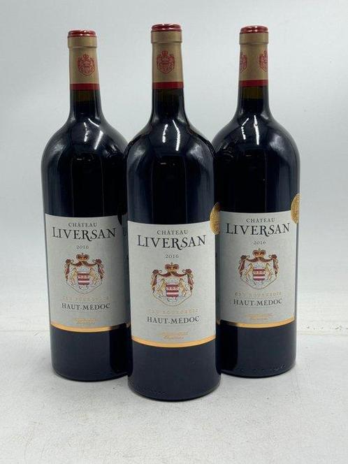 2016 Château Liversan - Haut-Médoc Cru Bourgeois - 3 Magnums, Verzamelen, Wijnen