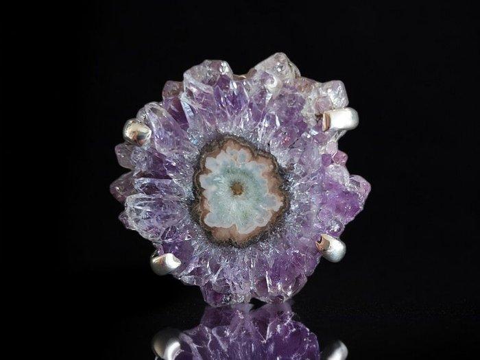 Zeldzame ring van Amethist bloem. Handgemaakte creatie op, Verzamelen, Mineralen en Fossielen
