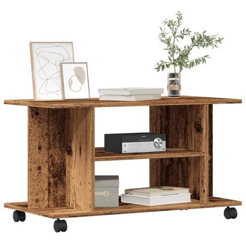 vidaXL Tv-meubel met wieltjes 80x40x45 cm bewerkt hout oud, Huis en Inrichting, Kasten | Televisiemeubels, Nieuw, Overige houtsoorten