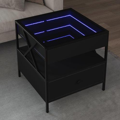 vidaXL Salontafel met Infinity LED 50x50x51 cm zwart, Huis en Inrichting, Tafels | Salontafels, 50 tot 100 cm, Nieuw, 50 tot 100 cm