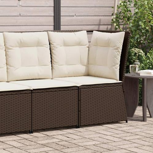 vidaXL Tuinhoekbank met kussens poly rattan bruin, Tuin en Terras, Tuinsets en Loungesets, Nieuw, Rotan, Verzenden