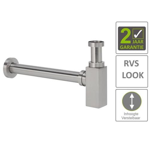 BWS Bekersifon Luxe Vierkant 5/4 RVS Look (Inclusief, Doe-het-zelf en Verbouw, Sanitair, Overige typen, Nieuw, Ophalen of Verzenden