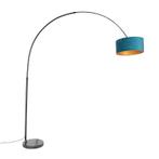 Booglamp zwart velours kap blauw met goud 50 cm - XXL, Huis en Inrichting, Lampen | Vloerlampen, Nieuw, Overige materialen, Modern