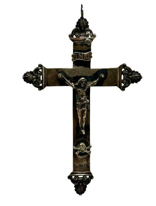 Kruisbeeld van zilver uit de Lombardo-Venetiaanse periode -, Antiek en Kunst, Kunst | Niet-Westerse kunst
