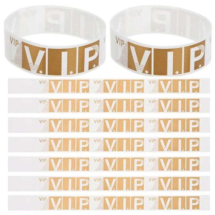 12 Vip polsbandjes wit met goud, Hobby en Vrije tijd, Feestartikelen, Overige, Nieuw, Feestartikel, Verzenden