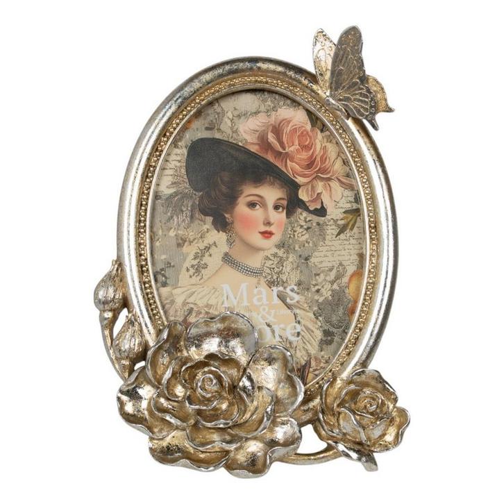Fotolijst ovaal vlinder hars zilver 14,3x4x20,4cm, Huis en Inrichting, Woonaccessoires | Overige, Verzenden
