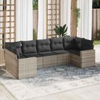 vidaXL 7-delige Loungeset met kussens poly rattan lichtgrijs, Tuin en Terras, Nieuw, Loungeset, 7 zitplaatsen, Verzenden