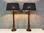 Tafellamp - Noten Hout- Twee tafel / salon lampen met