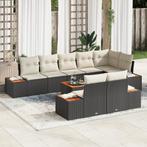 vidaXL 9-delige Tuinbankenset met kussen poly rattan acacia, Verzenden, Nieuw, Rotan