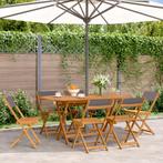 vidaXL Tuinstoelen 6 st inklapbaar massief hout en stof, Tuin en Terras, Tuinstoelen, Verzenden, Nieuw, Hout