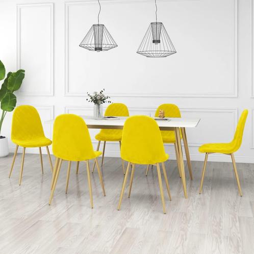 vidaXL Eetkamerstoelen 6 st fluweel mosterdgeel, Huis en Inrichting, Stoelen, Nieuw, Verzenden