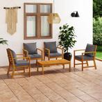 vidaXL 5-delige Loungeset met kussens massief acaciahout, Verzenden, Nieuw, Hardhout, Loungeset