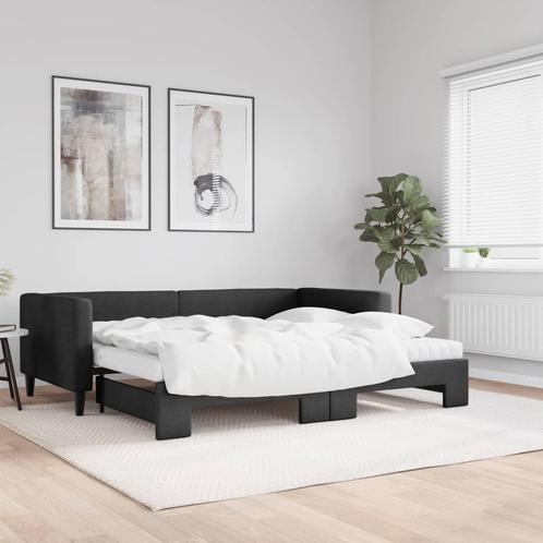 vidaXL Slaapbank met onderschuifbed en matrassen 90x190 cm, Huis en Inrichting, Slaapkamer | Bedden, 90 cm, 190 cm of minder, Zwart