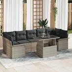 vidaXL Tuin Sofa Set met kussen 8 pcs Lichtgrijs poly rattan, Verzenden, Nieuw, Rotan