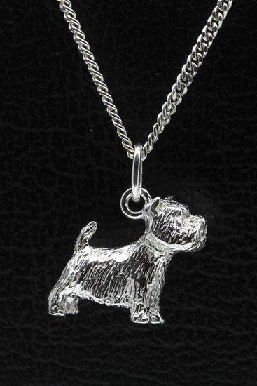 Zilveren West highland white Terrier ketting hanger - groot, Sieraden, Tassen en Uiterlijk, Kettinghangers, Verzenden
