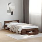 vidaXL Bedframe met lade bewerkt hout bruin eikenkleurig, 90 cm, Eenpersoons, Bruin, Verzenden