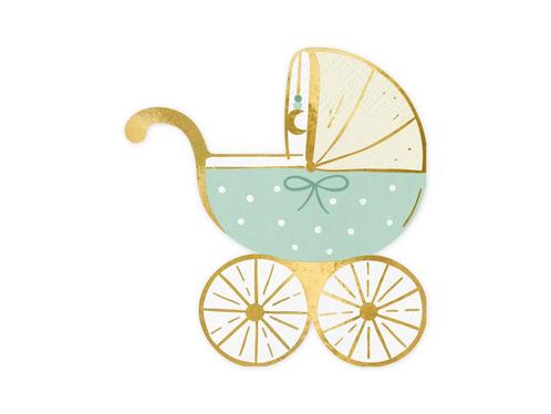 Blauwe Servetten Kinderwagen 14cm 20st, Hobby en Vrije tijd, Feestartikelen, Nieuw, Verzenden