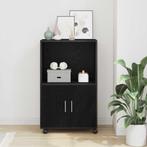 vidaXL Rolling Cabinet Zwart Eiken 55 x 40 x 91 cm Bewerkt, Huis en Inrichting, Kasten | Buffetkasten, Minder dan 50 cm, Verzenden