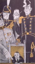 Het leger maakt via Deckers beleid op spotprent (Lithos), Antiek en Kunst, Verzenden