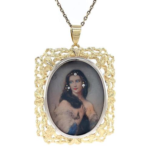 Gouden vintage hanger met emaille en zirkonia 14 krt, Sieraden, Tassen en Uiterlijk, Kettinghangers, Nieuw, Ophalen of Verzenden