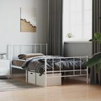 vidaXL Bedframe met hoofd- en voeteneinde metaal wit 90x190, Huis en Inrichting, 90 cm, Eenpersoons, Verzenden, Wit