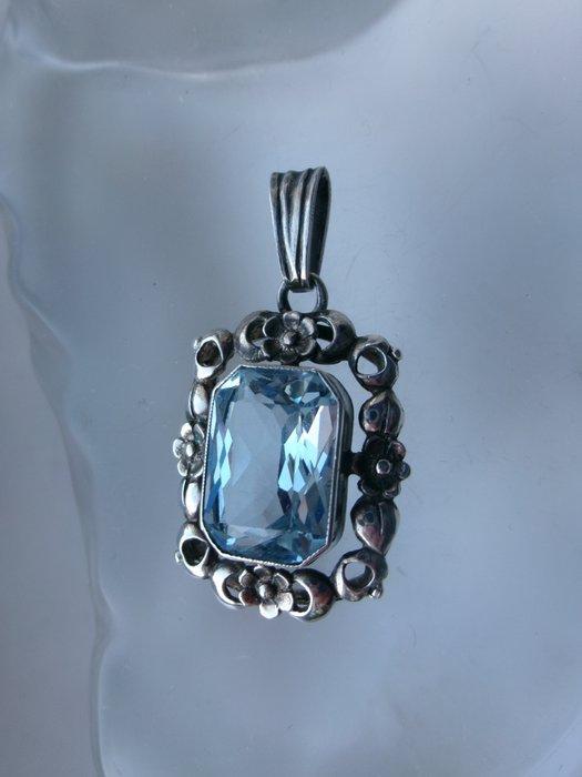 Zilver, Spinel - Hanger - Art Deco, Antiek en Kunst, Kunst | Designobjecten