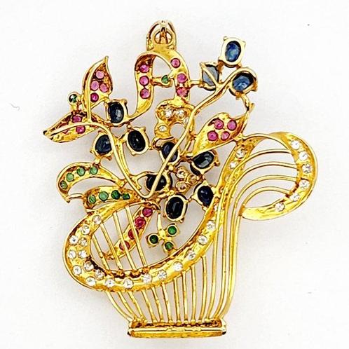 Hanger - 18 karaat Geel goud - 1.08ct. tw. Diamant, Sieraden, Tassen en Uiterlijk, Antieke sieraden