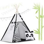 Tipi tent - speeltent - zwart wit panda - met kussens & l..., Ophalen of Verzenden, Nieuw