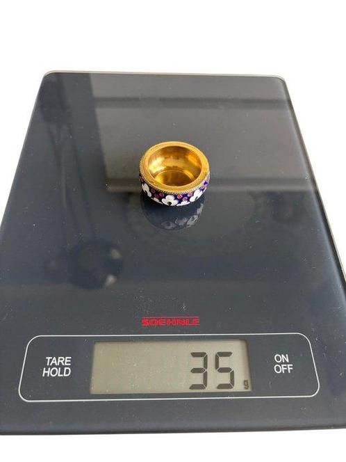 Zoutvat - Sovjet cloisonné zoutkom - .925 zilver - Emaille, Antiek en Kunst, Antiek | Goud en Zilver