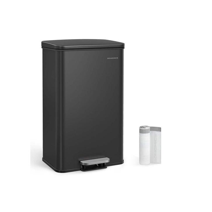 Prullenbak Staal Zwart - retourdeal - Duurzaam Kopen, Huis en Inrichting, Woonaccessoires | Prullenbakken, 40 liter of meer, Met pedaal