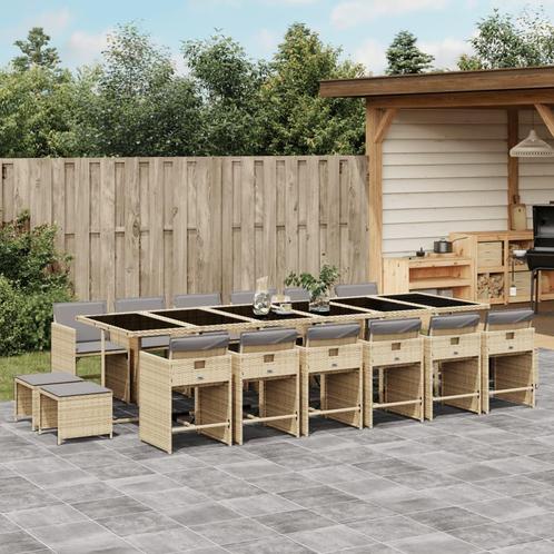 vidaXL 17-delige Tuinset met kussens poly rattan gemengd, Tuin en Terras, Tuinsets en Loungesets, Tuinset, Nieuw, 6 zitplaatsen
