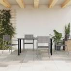 vidaXL 5-delige Tuinset poly rattan en staal grijs en zwart, 4 zitplaatsen, Nieuw, Tuinset, Verzenden