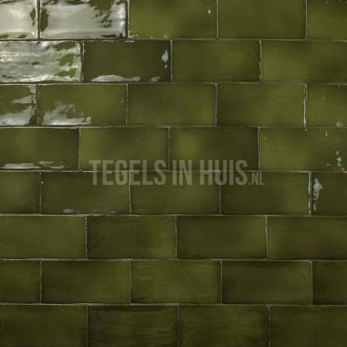 Equipe wandtegel manacor 7.5x15 basil groen glans handvorm, Doe-het-zelf en Verbouw, Tegels, Wandtegels, Nieuw, 10 m² of meer