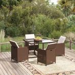 vidaXL 5-delige Tuinset met kussens poly rattan bruin, Verzenden, Nieuw, Rotan, Tuinset