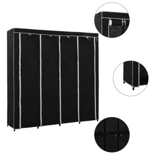 vidaXL Kledingkast met 4 vakken 175x45x170 cm zwart, Huis en Inrichting, Kasten | Kledingkasten, Nieuw, Verzenden