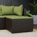 vidaXL Voetensteun met kussen poly rattan bruin, Verzenden, Nieuw, Rotan