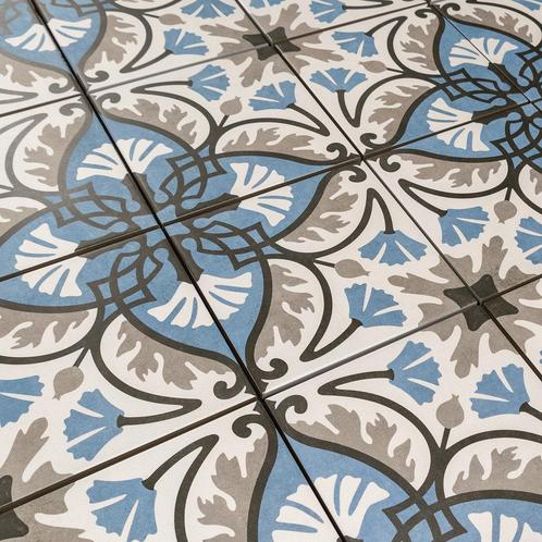Keramische Portugese vloertegels 20x20 bloem motief blauw gr, Doe-het-zelf en Verbouw, Tegels, Nieuw, Verzenden