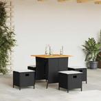 vidaXL 5-delige Tuinset met kussens poly rattan zwart, Verzenden, Nieuw, Rotan, Tuinset