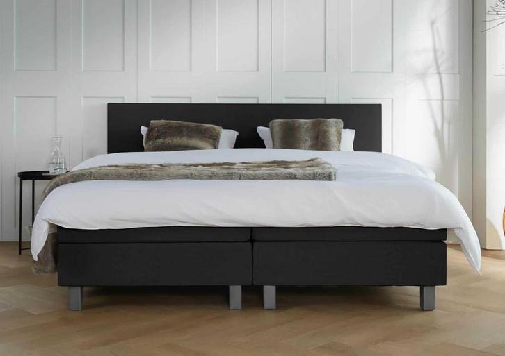 ACTIE! Boxspring Venetië 160 200 Zwart, Huis en Inrichting, Slaapkamer | Boxsprings, 160 cm, 200 cm, Zwart, Tweepersoons, Nieuw
