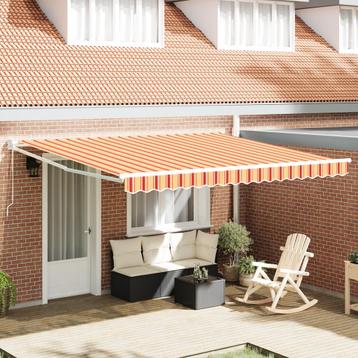 vidaXL Handbediende Uitschuifbare Zonneluifel Geel en Oranje beschikbaar voor biedingen