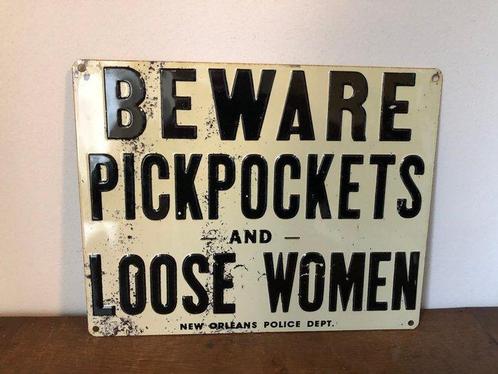 Ande Rooney. Beware Pickpockets and Loose Women. New Orleans, Antiek en Kunst, Antiek | Wandborden en Tegels