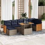 vidaXL 8-delige Loungeset met kussens poly rattan acacia, Verzenden, Nieuw, Rotan, Loungeset