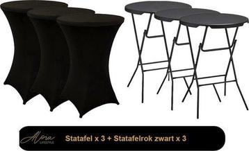 3x Zwarte Statafel + zwarte Statafelrok x 3 – 80 cm Dia x. beschikbaar voor biedingen