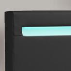 Gestoffeerd Bed Verona - 90 x 200 cm - Zwart - LED verlichti, Verzenden, Nieuw