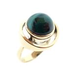 Gouden dames ring met malachiet (uniek, gouden ring), Sieraden, Tassen en Uiterlijk, Ringen, Gebruikt, Overige kleuren, Ophalen of Verzenden