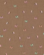 Double Gauze Katoen Vlinders Camel, Hobby en Vrije tijd, Stoffen en Lappen, Nieuw, Beige