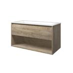 Wastafel polystone Elegant 100x46x2 |1 Kraangaten | Mat wit, Verzenden, Nieuw, Wastafelkast