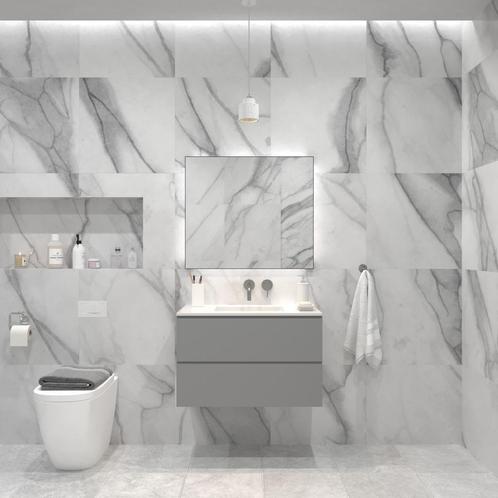 Badkamermeubelset Gliss Zeus 90 cm Beton Grijs, Doe-het-zelf en Verbouw, Sanitair, Bad, Nieuw, Ophalen of Verzenden
